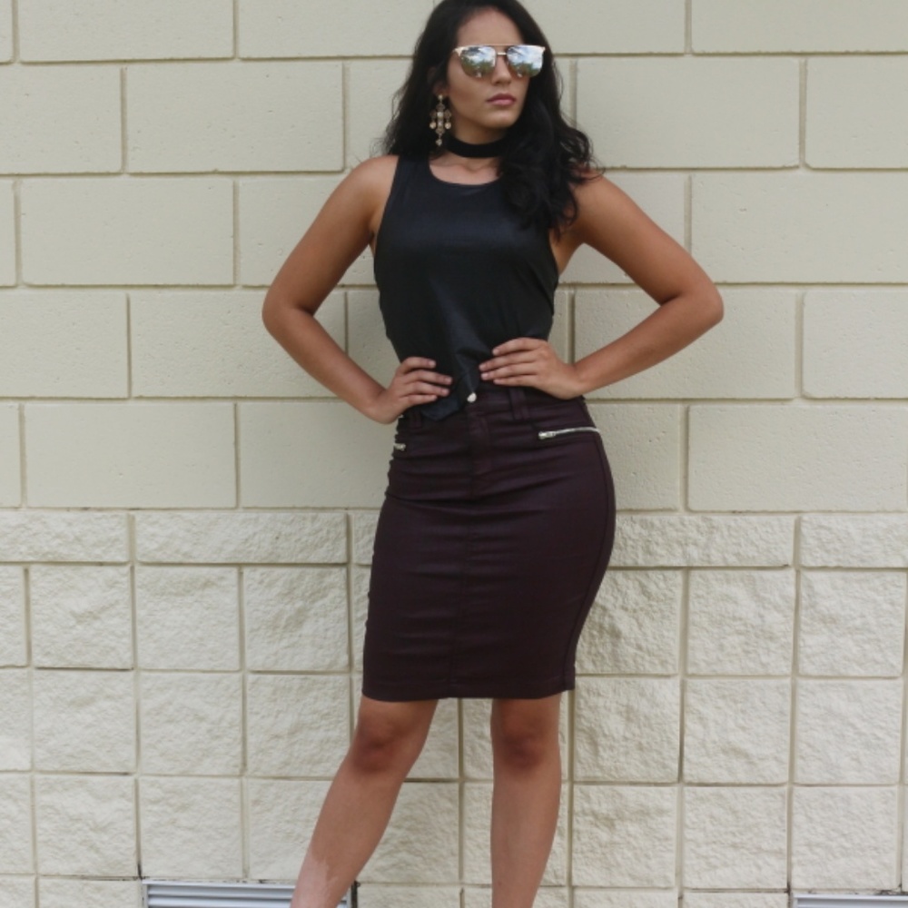 NWT 7 For All Mankind Zip Front Pencil Skirt Color